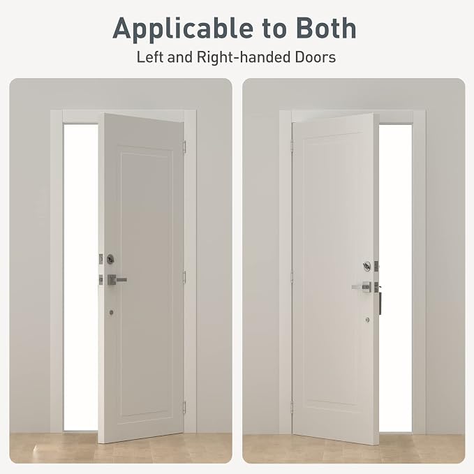 HOSOM Self Closing Door Hinges Brushed Nickel Spring Loaded Hinges 4 Inch Adjustable Tension for Garage, Front Door, Back Door, UL Listed, for Left and Right Hand Door, 5/8'' Radius Corners, 3 Pack