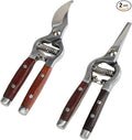 Garvee 2 Pack Garden Pruning Shears for Gardening, Wood Steel Handle Bypass Pruning Shears for Gardening, Curved Straight Garden Shears, Gardening Tools for Plants Flowers Light Branches