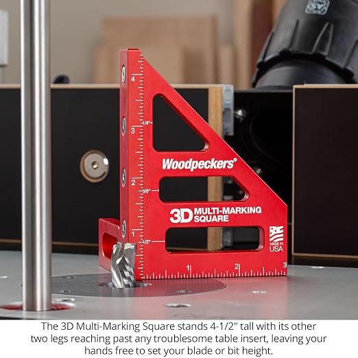 Woodpeckers 3D Multi-Marking Square, Metric Version, USA Made, Feature Packed Aluminum Woodworking Square for Layout, Joinery, Assembly Check