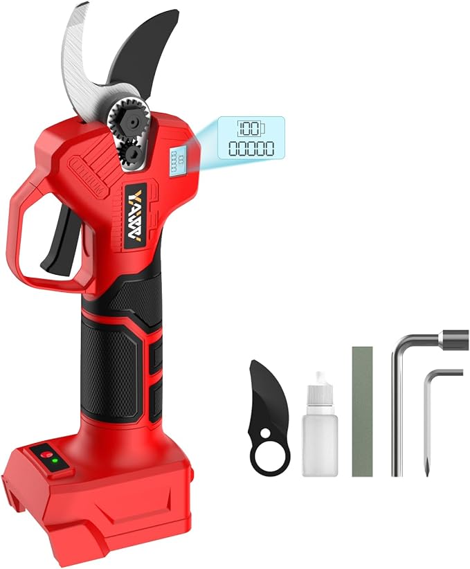 Electric Pruning Shears for Milwaukee M18 Battery, Portable Cordless Pruning Shears with LCD Display＆SK5 Blades, Adjustable Cutting Diameter 0.8-1.2 Inch for Gardening Tree Pruning(NO Battery)