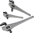 Aluminum Offset Pipe Wrench set,Adjustable Jaw Capacity, Heavy Duty Alum Handle Plumbers Wrench with Drop Forged Steel Jaw(CR-V), Perfect Plumbing Tool Exceed GGG Standard