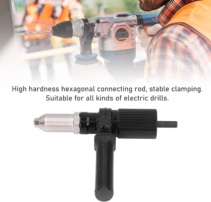 Electric Riveting Gun Adapter, Rivet Gun Accessory, Electric Drill Rivet Machine, Grab Rivet and Nail, Electric Drill Rivet Gun Adapter, Power Hand Tool Riveting Kit
