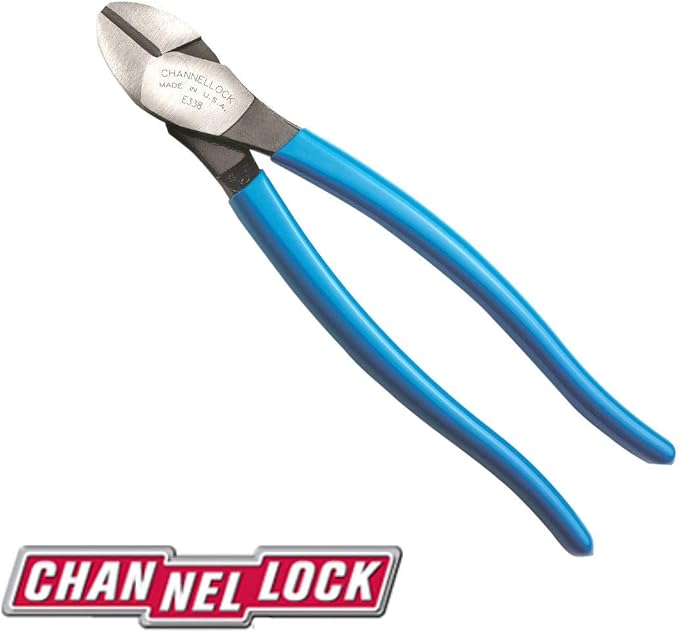 Channellock E338 8-Inch Diagonal Cutting Pliers with Xtreme Leverage Technology (XLT) Requires Less Force to Cut than Other High-Leverage Models | Laser Heat-Treated Cutting Edge for Extended Life | Forged from High Carbon Steel | Made in USA
