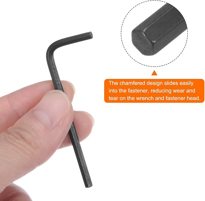 HARFINGTON 10pcs Hex Key Wrench 7/64" L-Shape Hexagon SAE Wrenches Chrome Vanadium Steel Repairing Tool for Home Repair, Black