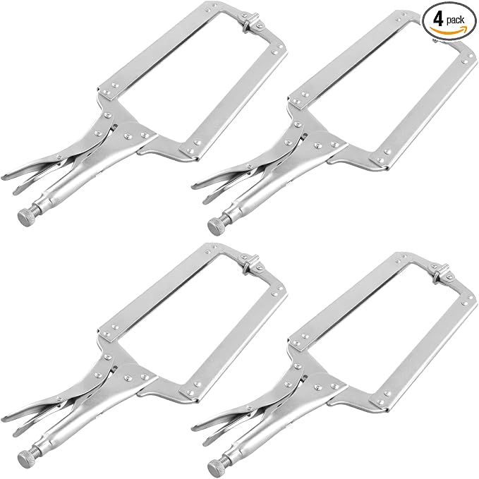 4 PCS 18 Inches C-clamp Locking Pliers with Swivel Pads, Locking Clamp Pliers, Welding Clamps for Wood Working and Welding