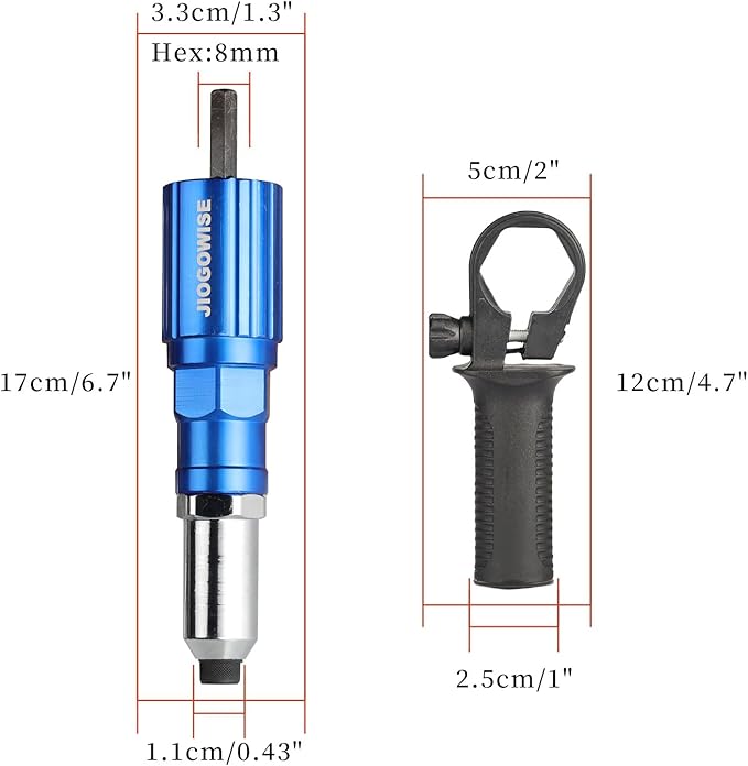 Professional Rivet Gun Adapter Kit,Electric Power Drill Rivet Attachment,Easy Processing for Pop Riveting Work,4 Rivet Heads 2.4mm 3.2mm 4.0mm 4.8mm and 80pcs Rivet Nails