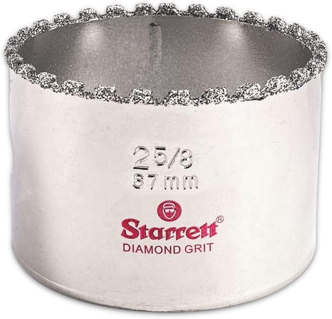Starrett Diamond Grit Hole Saw 2-5/8" Dia, 1-5/8" Cutting Depth | Ideal For Drilling Small Diameter Holes, 5/8-18 Thread Size, XA2/XA10 Arbor Type Compatible, Silver Finish, KD0258-N