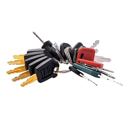 26-Piece Heavy Equipment Key Set: Universal Master Keys Compatible with CAT, John Deere, Komatsu, Kubota, Case, Yanmar. Durable Ignition Keys for Construction.