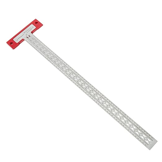 Precision Scriber T Square Ruler, T Square with Support Lips, Built in Scribe Notches, Stainless Steel Architect Ruler for Carpenter Work, Layout and Measuring Tools - 600mm
