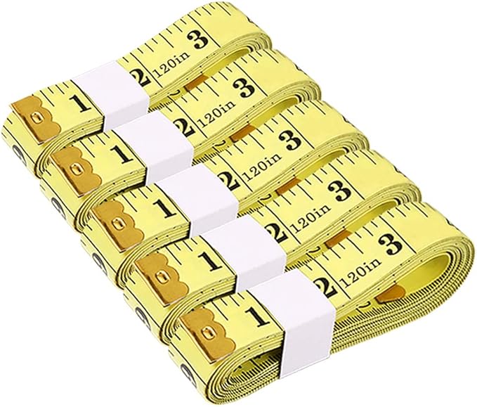 Measuring Tape for Sewing, 120 Inch Soft Fabric Cloth Tape Measure for Body Measurement, 5 Pack Double Scale Seamstress Tailor Ruler for Waist Clothing Nursing Craft(Yellow)