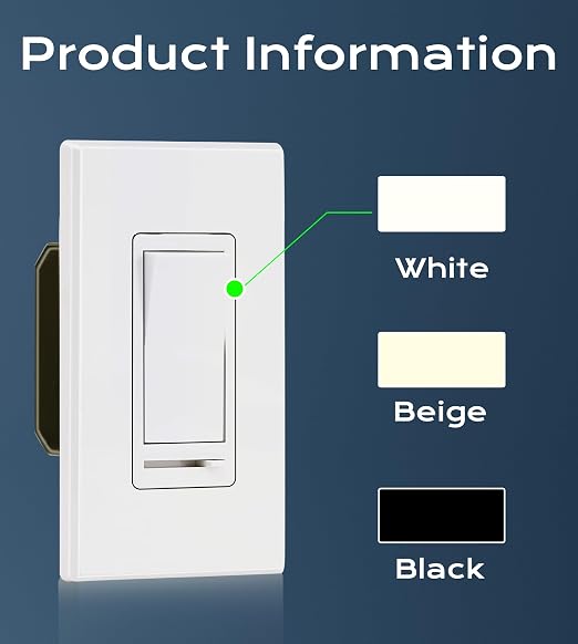 [10 Pack] Cloudy Bay 3-Way/Single Pole Dimmer Electrical Light Switch for 150W LED/CFL, 600W Incandescent/Halogen,Wall Plate Included,Pack of 10