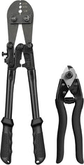 TooTaci Wire Rope Crimping Tool Kit, Include 14 inch Swaging Tool and Wire Rope Cutter, Cable Crimper for 1/16" to 1/8" Crimping Loop Sleeves