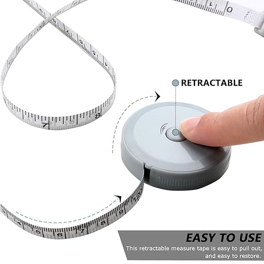 6 Packs Retractable Tape Measure + 2PCS Soft Measuring Tape for Body Measurements(60-Inch), Premium Sewing Tape Double Scale Vinyl Ruler for Weight Loss Medical Tailor Fabric Cloth Knitting Craft