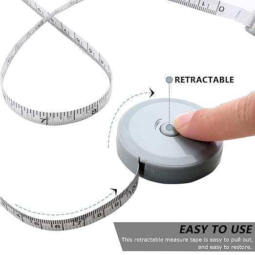 Mini Retractable Tape Measure(3 Packs) + Soft Fabric Sewing Ruler(1 Pieces), Flexible, Pocket Size, Dual Sided, 150CM Tailor Measuring Tapes for Body Measurement Weight Loss Cloth Knitting Craft