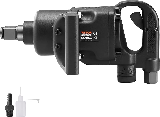VEVOR 1 Inch Air Impact Wrench Up to 2730 ft-lbs Reverse Torque | Pneumatic Driven, Forward/Reverse Control, Lightweight with 2 Handles, Ideal for Heavy Duty Repairs and Maintenance