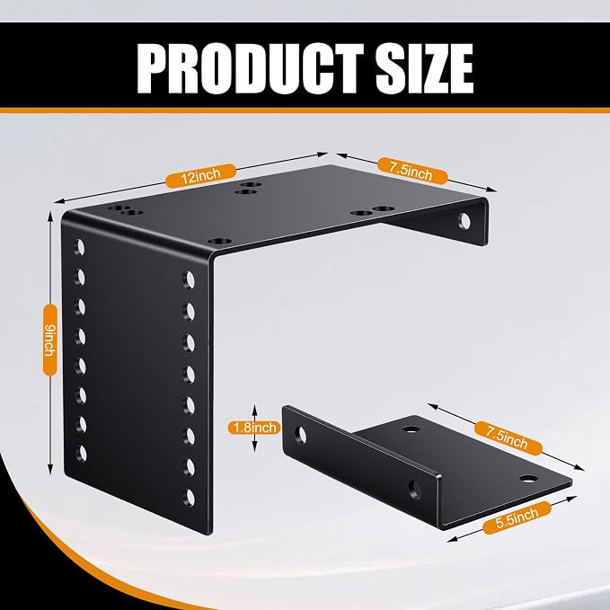 Outus Bumper Vise Mount Rv Bumper Support Bracket Pre-drilled for Versatile Height Adjustment, Easily Bolt to Utility Truck or Service Body Truck, Hardware Included, Carbon Steel, Black