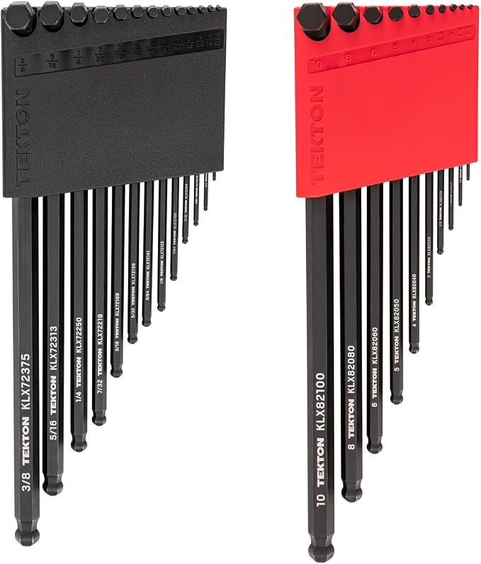 TEKTON Ball End Hex L-Key Set, 23-Piece | KLX91304 | (0.050 - 3/8 in., 1.3 - 10 mm), Manganese Phosphate Finish, Holder