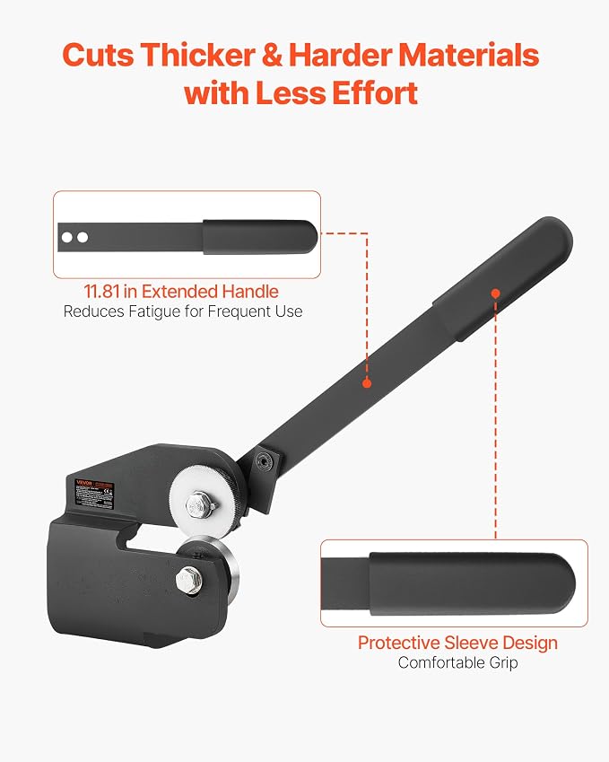 VEVOR Sheet Metal Shear, Throatless Rotary Hand Shear, 16 Gauge Mild Steel Sheet Cutter with 0.06 in Capacity, for Cutting soft metals such as copper, aluminum and thin carbon steel.