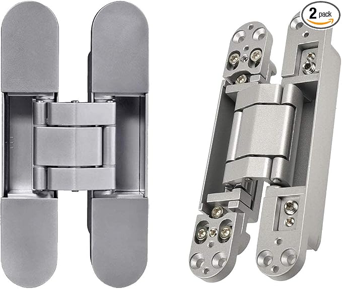 TamBee Invisible Hinges Hidden Door Hinges Concealed Door Hinges, Outswing Hidden Door Hinge 3 Way Adjustable Butt Hinge 7inch 2PCs