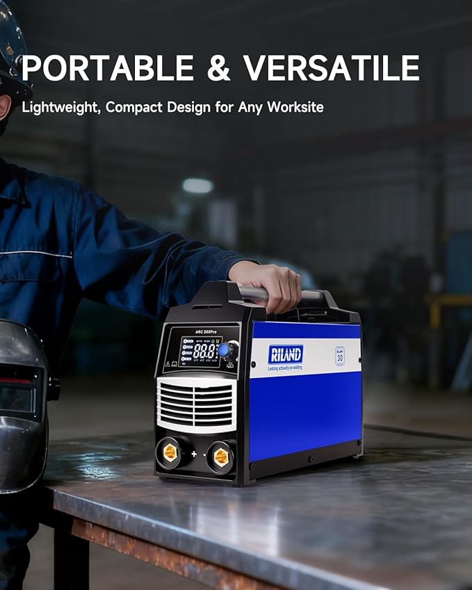 RILAND ARC 200Pro Stick Welder, 2026 Newest [Large LED Display] ARC/Lift TIG Welding Machine with Synergic Control, IGBT Inverter Portable MMA Welder Machine with Hot Start, Arc force and Anti-Stick