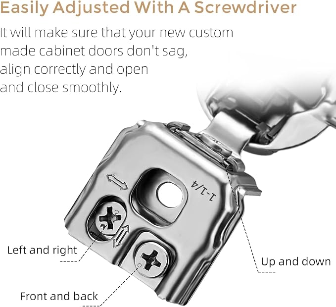 Ravinte 40 Pack 20 Pair 1-1/4 inch Overlay Soft Close Kitchen Cabinet Hinges Stainless Steel Adjustable Kitchen Hinges Satin Nickel Cabinet Hardware