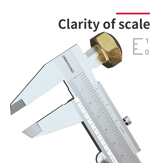 Caliper Vernier Caliper Carbon Steel 0-8Inch/Metric Range 0.05/0.0078" Resolution Dual Reading Scale Metric Calipers Caliper Measuring Tool with 0mm-200mm Range 0-8L DRINYOUNG 303-007