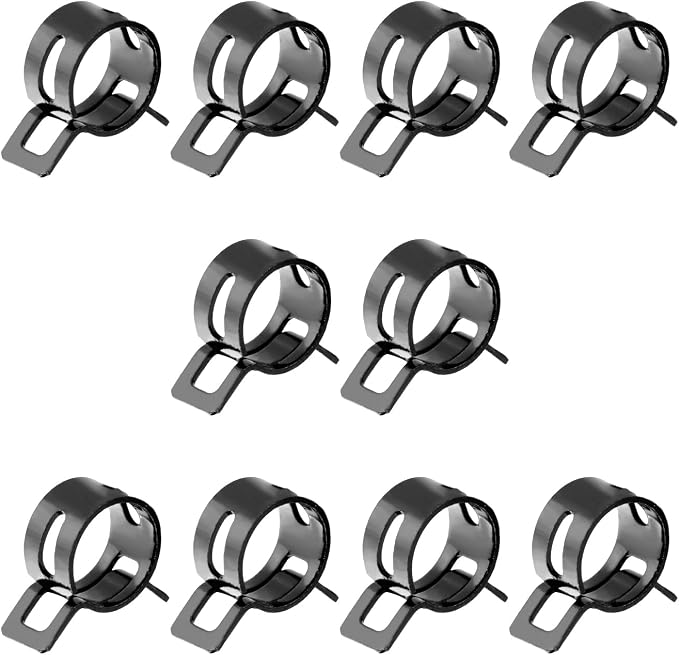 20pcs 0.55" ID Constant Tension Band Hose Clamps, 14mm Spring Band Type Action Hose Clamp Manganese Steel Fuel Line Clamp Low Pressure Air Clip Clamp for Fuel Hose Line Water Pipe Air Tube black