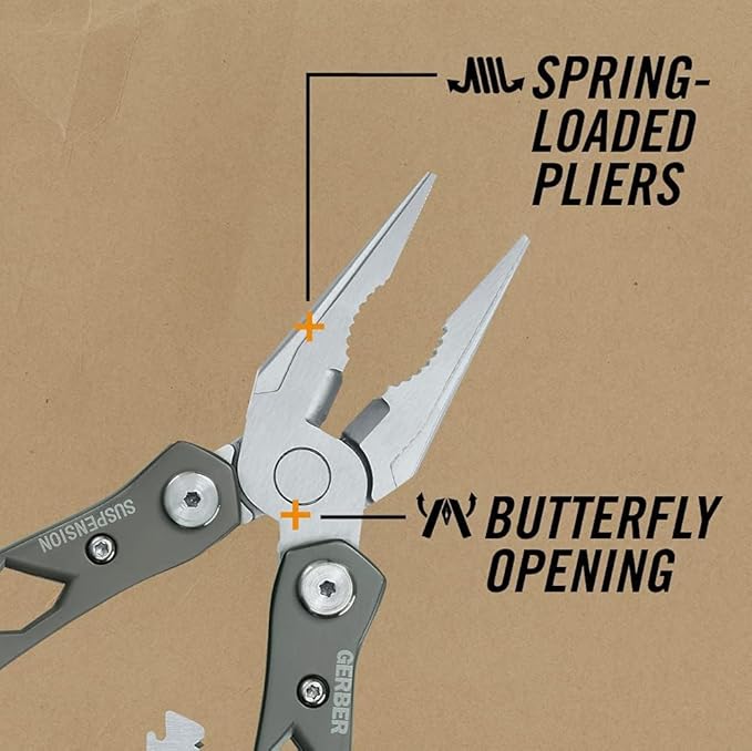 Gerber Suspension NXT 15-in-1 EDC Multitool, Pliers w/ Pocket Knife, Grey
