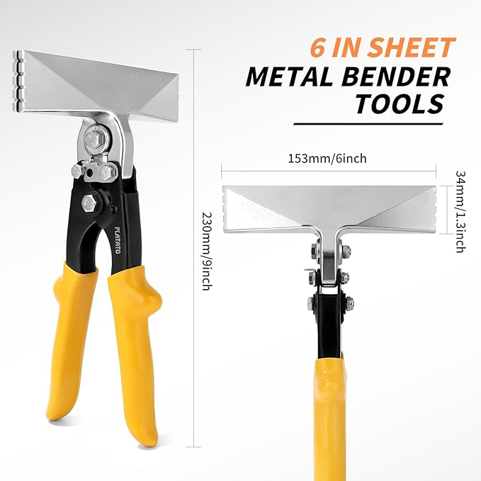 PLATATO 6 Inch Hand Seamers Sheet Metal Bender Tools for Bending, Seaming and Straightening 18-30 Gauge Sheet Metal, Duckbill Pliers for HVAC Work, Duct Work, DIY and Repair Projects