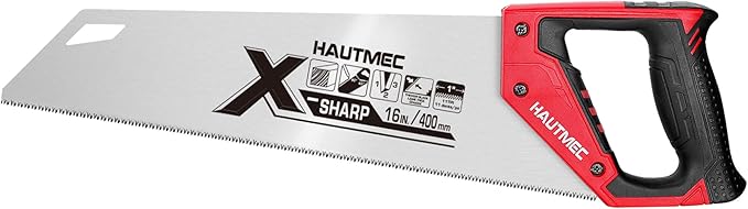 HAUTMEC X-Sharp 16" Pro Hand Saw for Wood Cutting & Woodworking, 11 TPI Crosscut Handsaw with Triple-Ground Teeth, Fine Cut Saws for PVC, Plastic & Trees