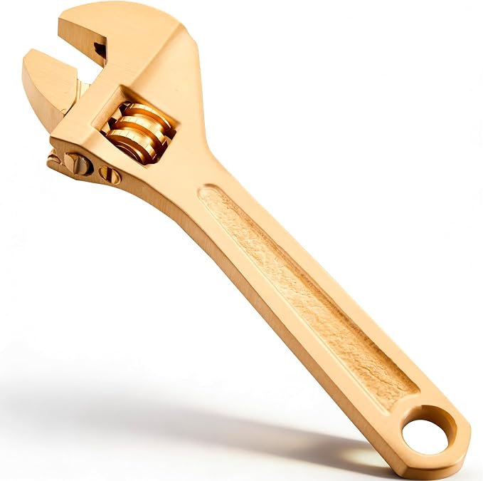 Hicarer 4 Inch Non-Sparking Adjustable Wrench, Aluminum Bronze Tool | Non-Magnetic, Oil & Gas Industry, Chemical Facilities, Hazardous Environments, Industrial Safety Applications