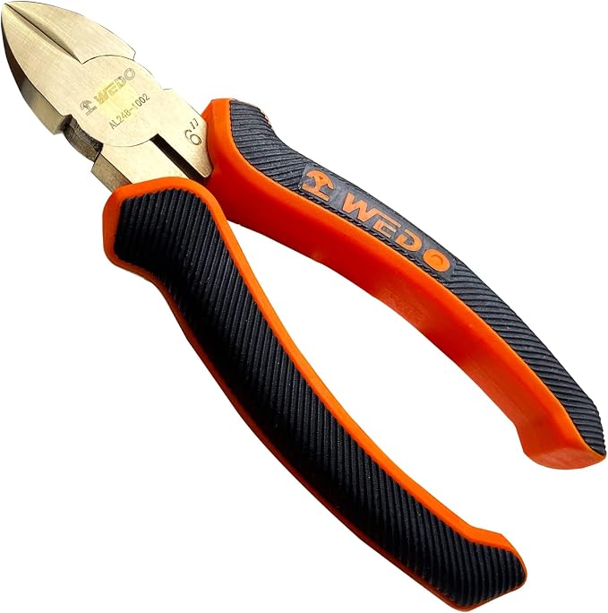 WEDO Non-Sparking Diagonal Cutting Pliers 8”, Spark-Free Side Cutters Pliers, Wire Cutters, Flush Cutting, BAM & FM Certificate, Aluminum Bronze, For Electrical and Homes