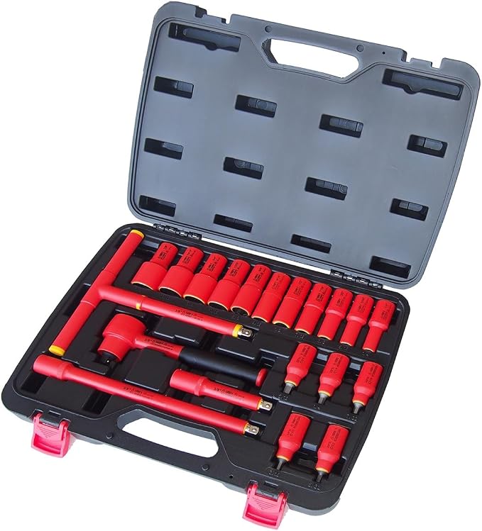 Rhino Tools 1000V Insulated SAE Socket Set | 20 Piece 3/8" Drive | 5 Hex Bits