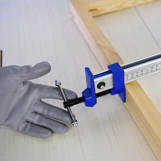 FEIRONG 36 Inch Bar Clamps (2 Pack) - 330LB Capacity, Dual-Scale Ruler (Inch & CM) & 90° Angled Jaws for Woodworking, Cabinet Installation, DIY Projects (Blue)