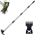 NICOFPHY Weed Puller Tool with Long Handle - 60" Manual Weeder Remover Tool, 2 in 1 Hand Weed Rake and Garden Hoe for Gardening, Heavy Duty Uprooting Weeding Pull for Yard, Lawn, Patio and Garden