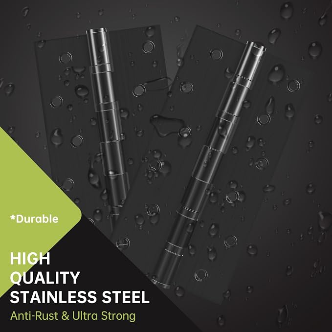 8" Ball Bearing Door Hinges 2 Pack, Heavy Duty Stainless Steel Hinge 8 x 4 Inch for Interior Exterior Doors, with Stainless Steel Screws, Matte Black