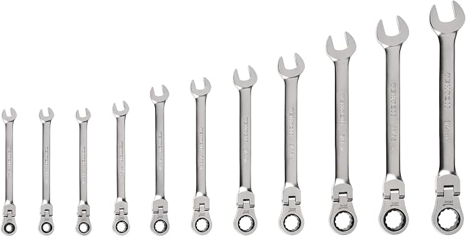 TEKTON Flex Head Ratcheting Combination Wrench Set, 11-Piece | WRC95000