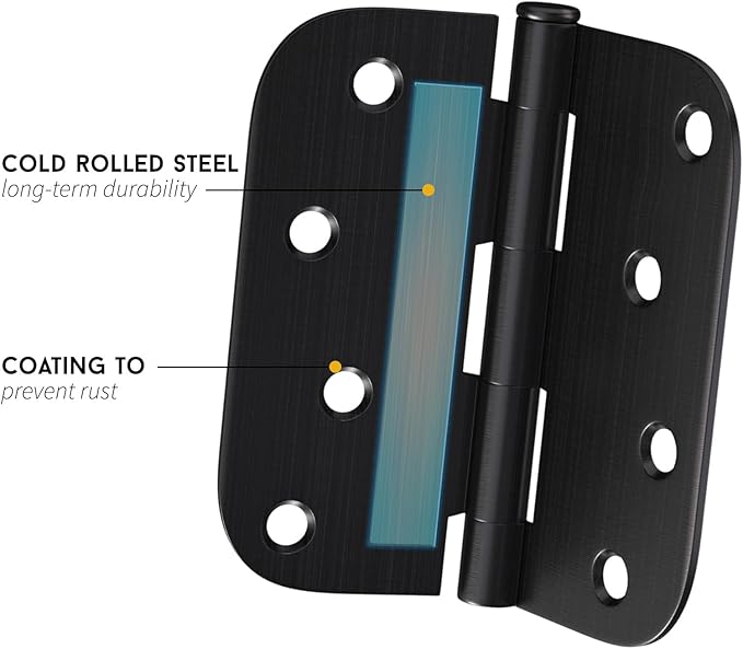 24 Pack goldenwarm 4 inch Oil Rubbed Bronze Door Hinges, Heavy Duty Interior and Exterior Door Hinges 4in x 4in with 5/8" Radius Corners