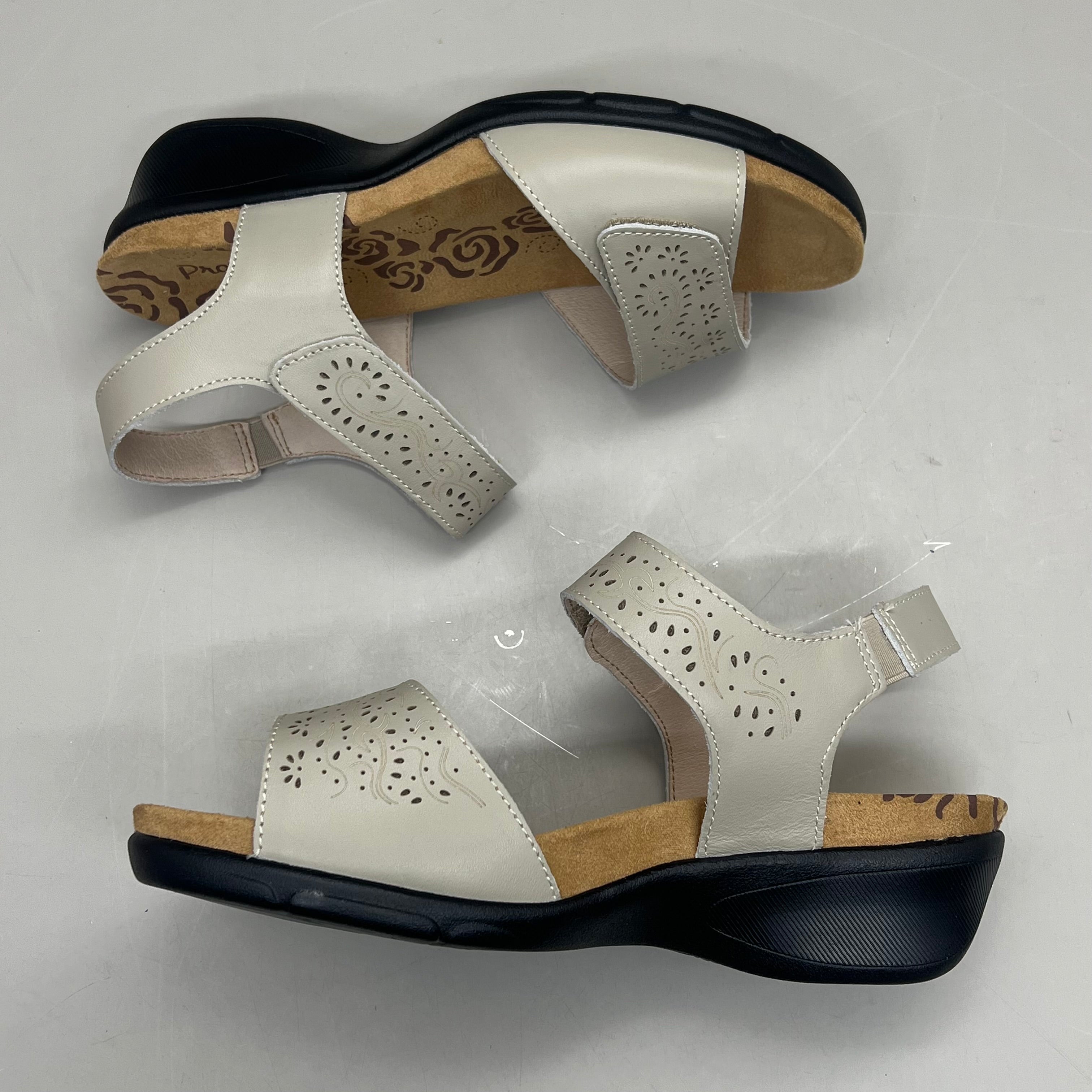PROPET Wanda Sandal w/Wedge Heel Design Women's Sz 7 XX WIDE (4E) Cream WSX203L