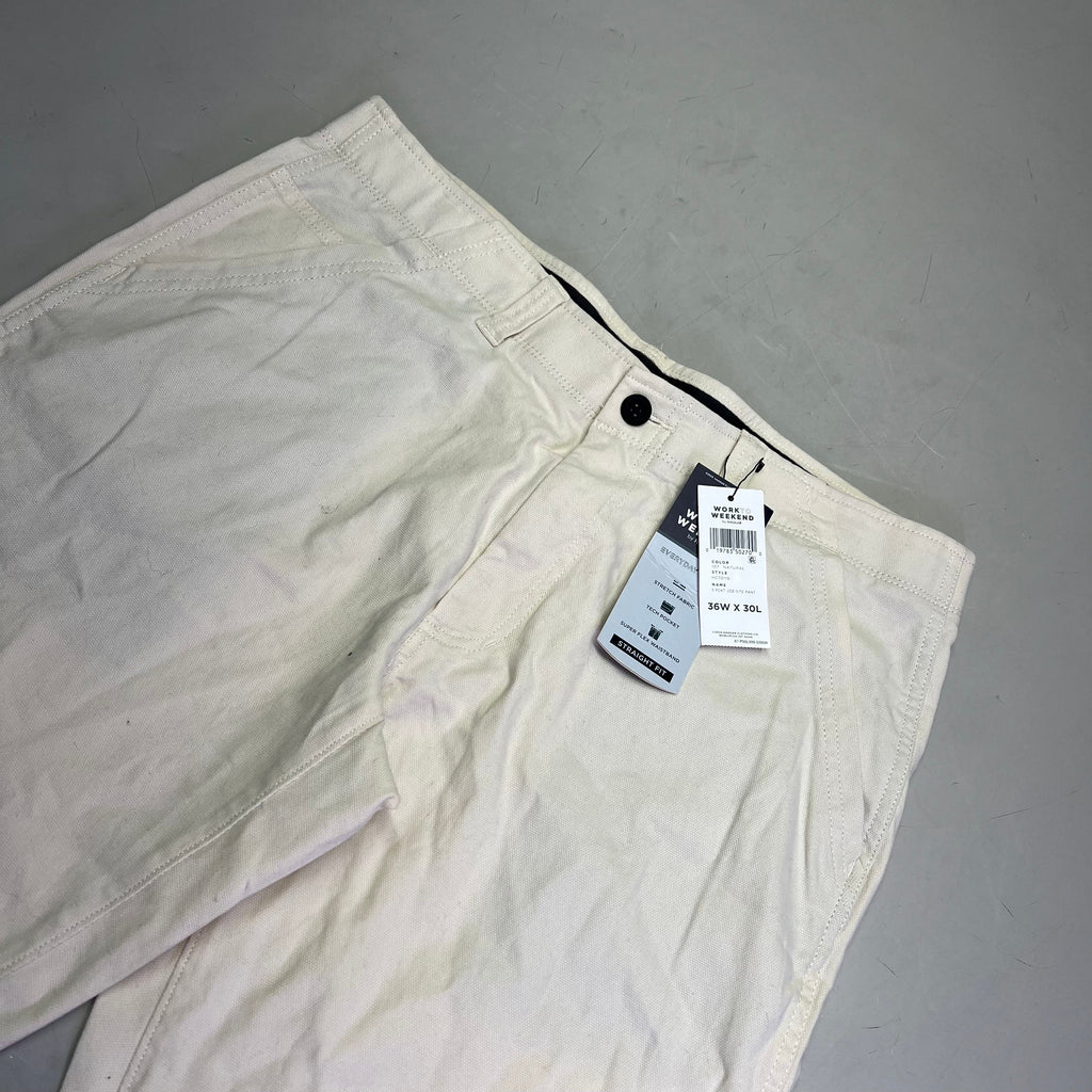 HAGGAR Work To Weekend Everyday Pant Straight Fit Men's Sz 36W X 30L 107 Natural