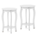 Set of 2 15 Inch 2-Tier Round End Table with Storage Shelf