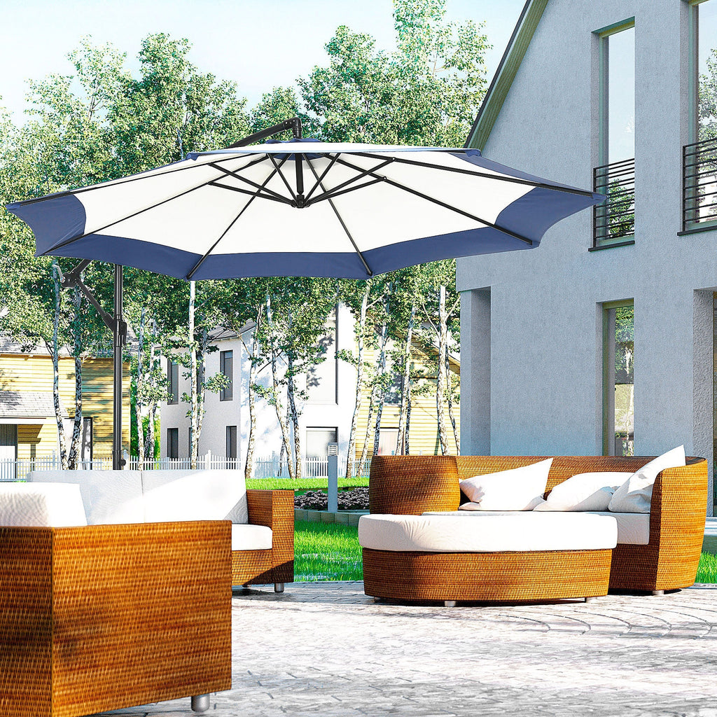 Outsunny 10FT Cantilever Umbrella with Crank and Cross Base