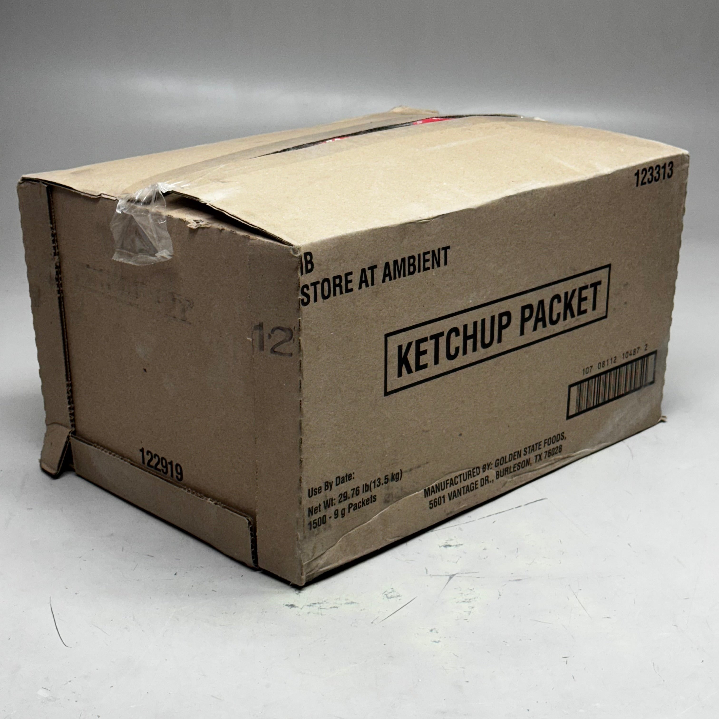 ZA@ KETCHUP (1500 Count) Packet 29.76 Lbs 123313 BB 11/25 (New Other, Distressed Box)