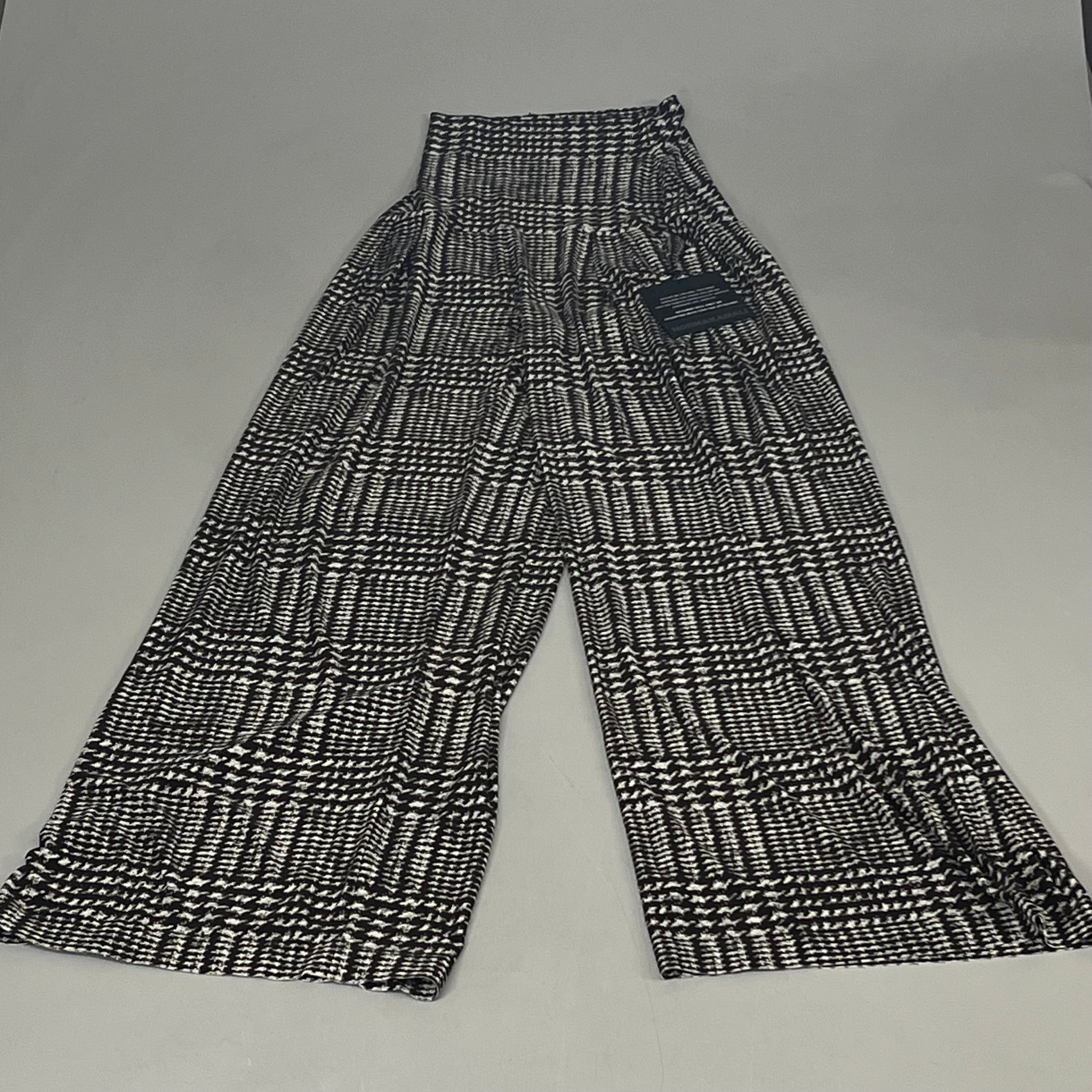 NORMA KAMALI High Waist Pleat Pant Women's Sz S/32 Chocolate Glenn Plaid Tweed