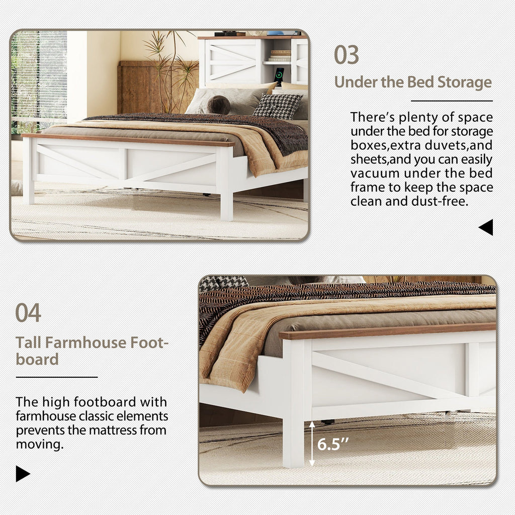 3-Piece Full Size Farmhouse Platform Bed Set with Storage