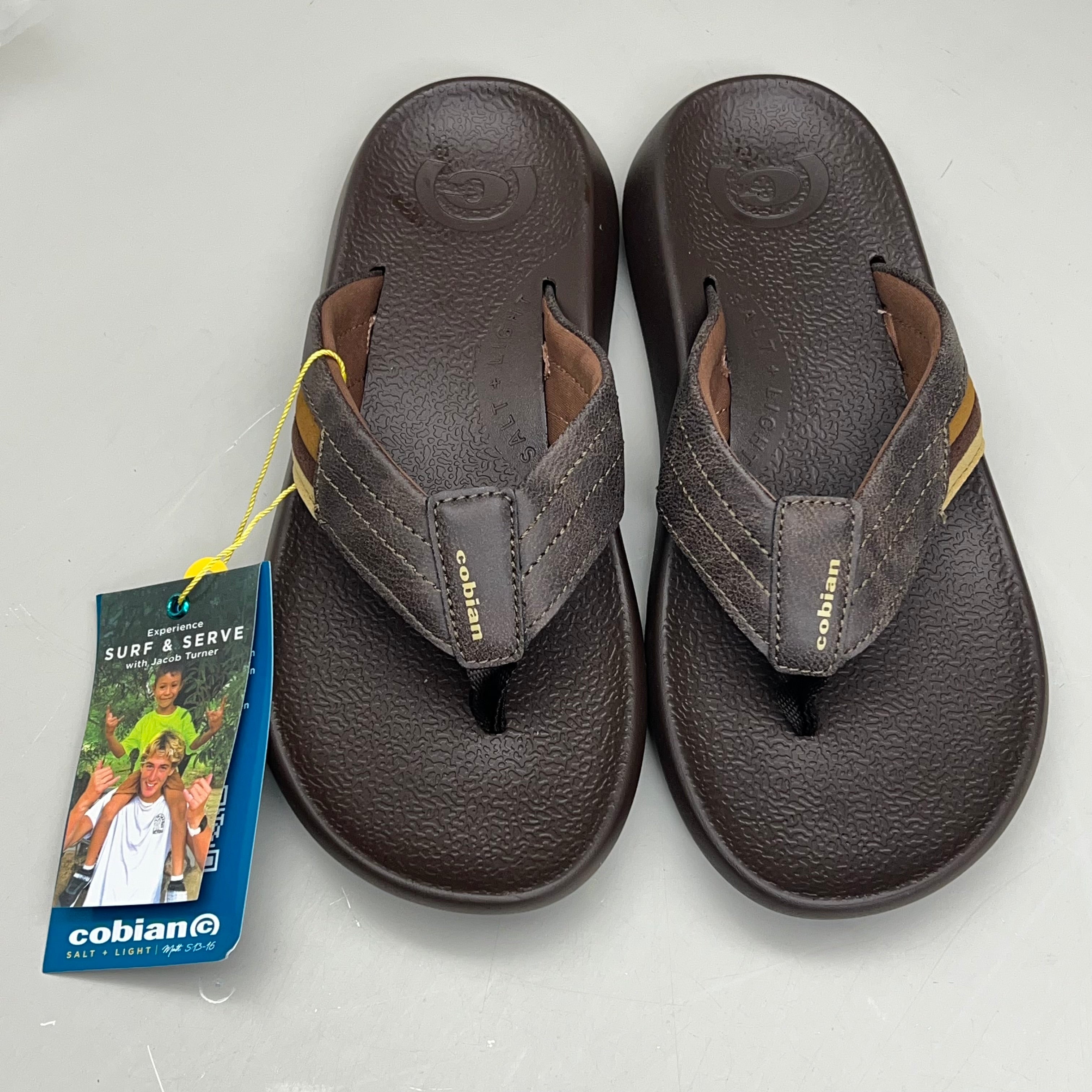 COBIAN Kandui Synthetic Leather Strap Men's Sz 12, EU 45 Chocolate KAN25-2011-12