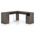 66 Inch L-Shaped Writing Study Workstation Computer Desk with Drawers