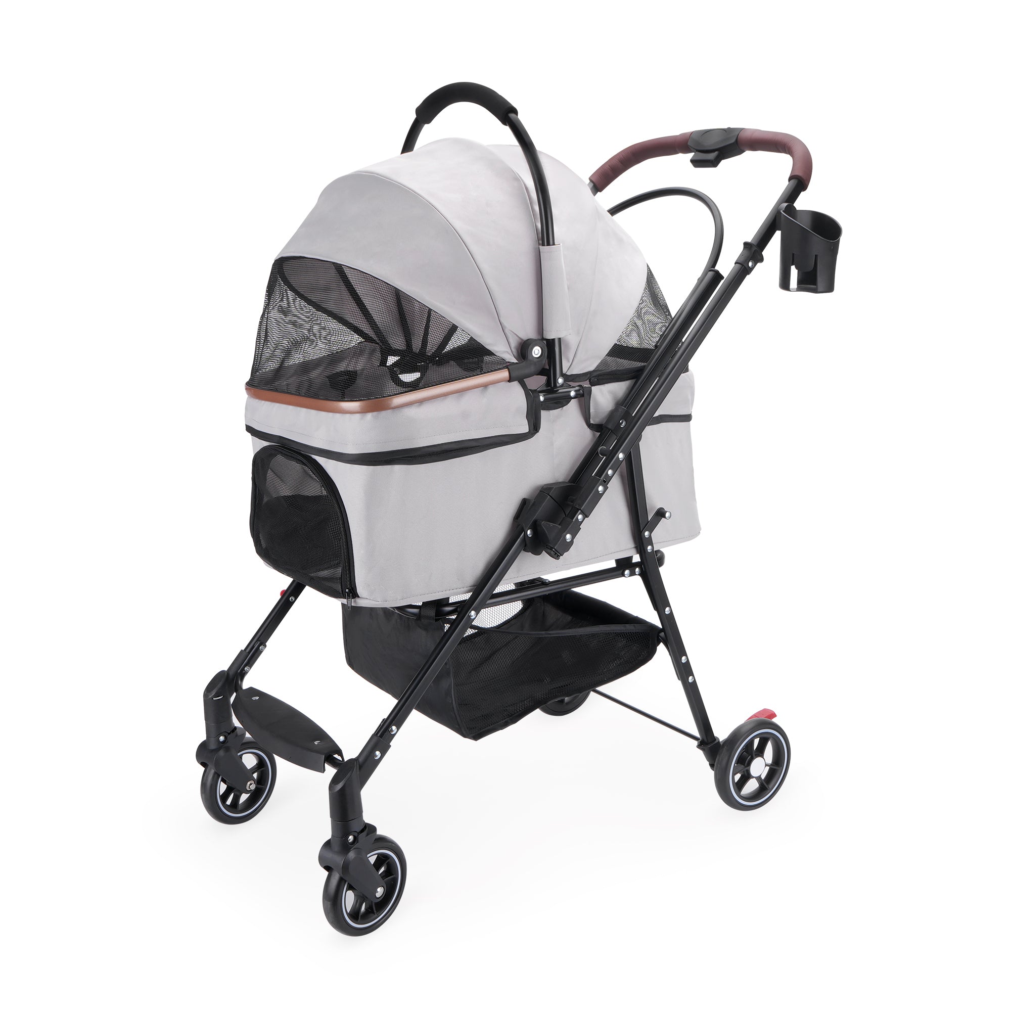 4-Wheel Foldable Pet Stroller for Dogs & Cats