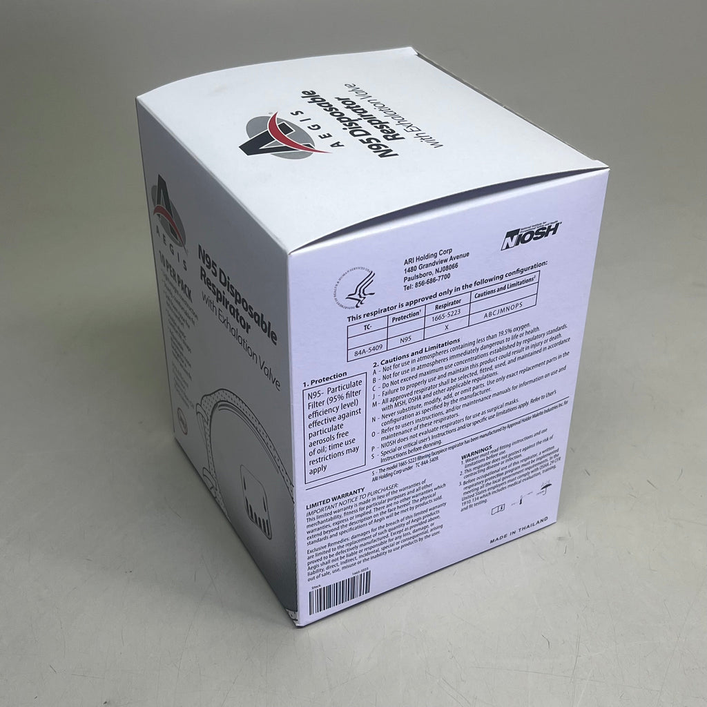 AEGIS (2 PACK, 10 per Box) N95 Disposable Respirator & Exhalation Valve 152625