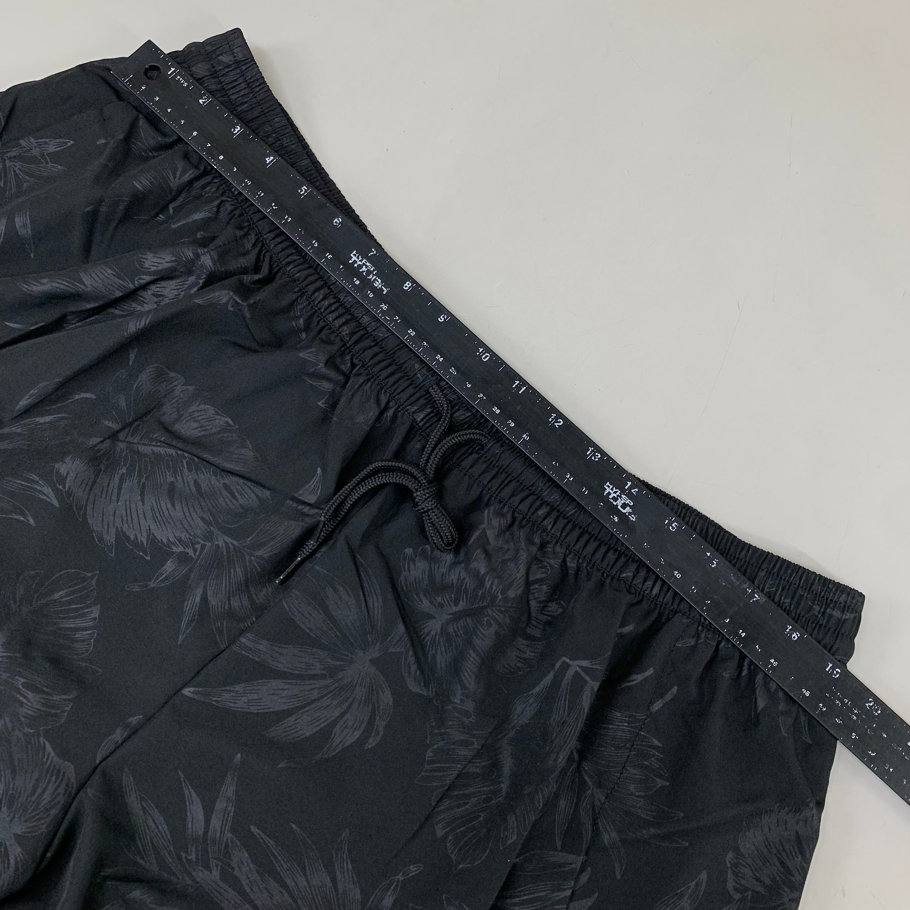 RAYA SUN Stretch Swim Style Shorts W/ Flower Design Women's 2X Black/Gray